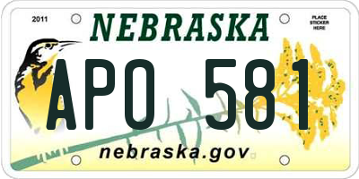 NE license plate APO581