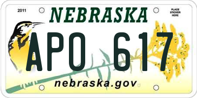 NE license plate APO617