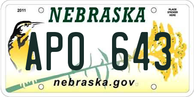 NE license plate APO643