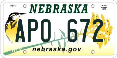 NE license plate APO672