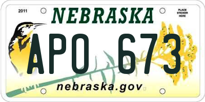 NE license plate APO673