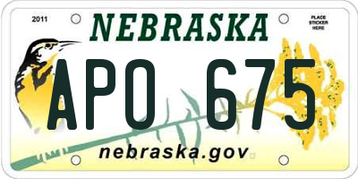 NE license plate APO675
