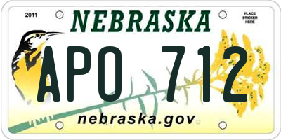 NE license plate APO712