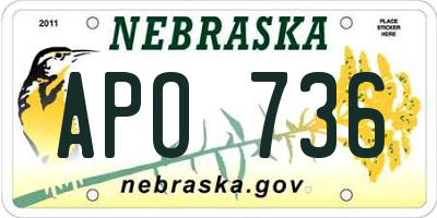NE license plate APO736