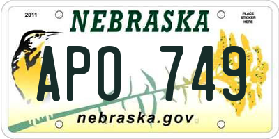 NE license plate APO749