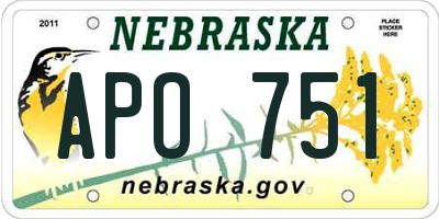 NE license plate APO751
