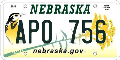 NE license plate APO756