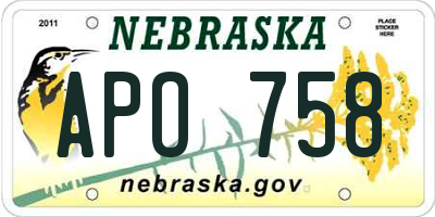 NE license plate APO758