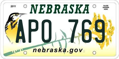 NE license plate APO769