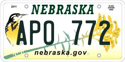 NE license plate APO772