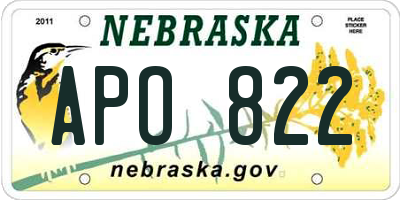 NE license plate APO822