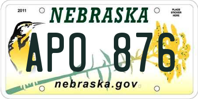 NE license plate APO876