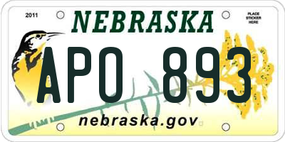 NE license plate APO893