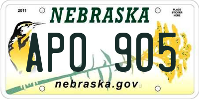 NE license plate APO905