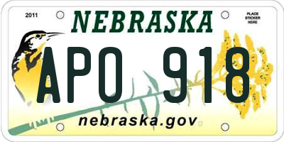 NE license plate APO918