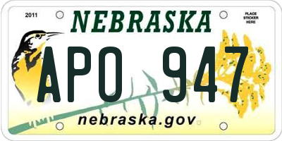 NE license plate APO947