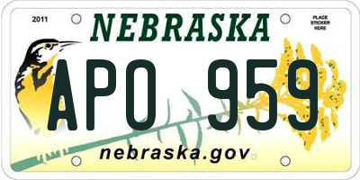 NE license plate APO959