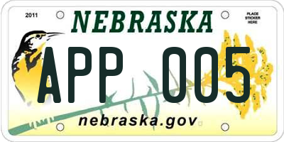 NE license plate APP005
