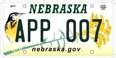 NE license plate APP007