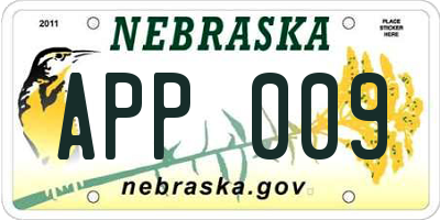 NE license plate APP009
