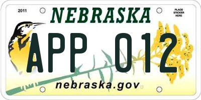NE license plate APP012