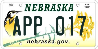 NE license plate APP017