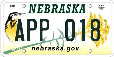 NE license plate APP018