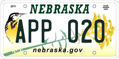NE license plate APP020