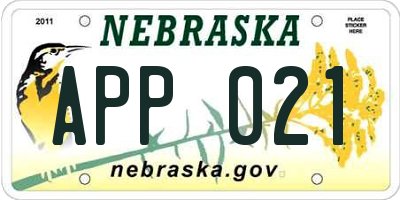 NE license plate APP021