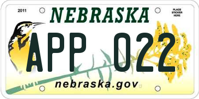 NE license plate APP022