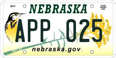 NE license plate APP025