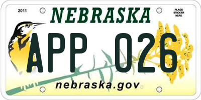 NE license plate APP026