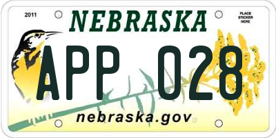 NE license plate APP028