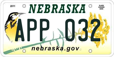 NE license plate APP032
