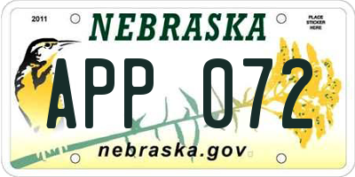 NE license plate APP072