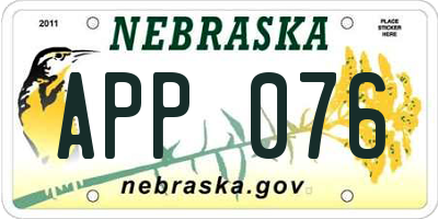NE license plate APP076