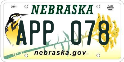 NE license plate APP078