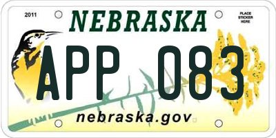 NE license plate APP083
