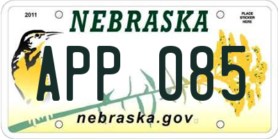 NE license plate APP085