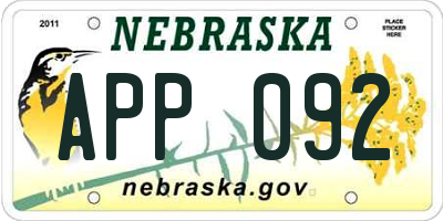 NE license plate APP092
