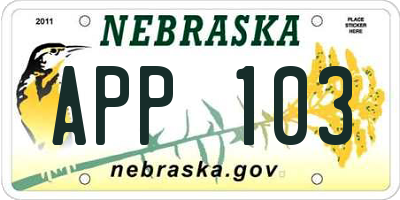NE license plate APP103