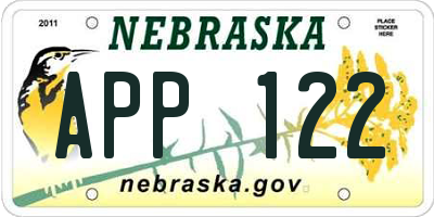 NE license plate APP122