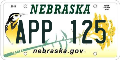 NE license plate APP125
