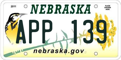 NE license plate APP139