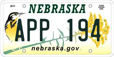 NE license plate APP194