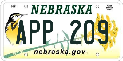 NE license plate APP209