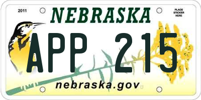 NE license plate APP215