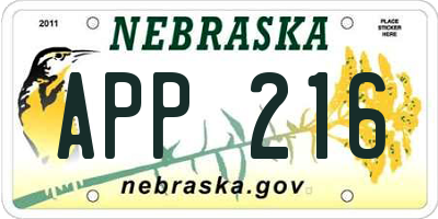 NE license plate APP216