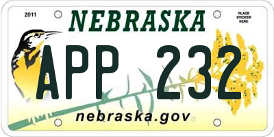 NE license plate APP232