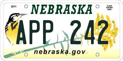 NE license plate APP242